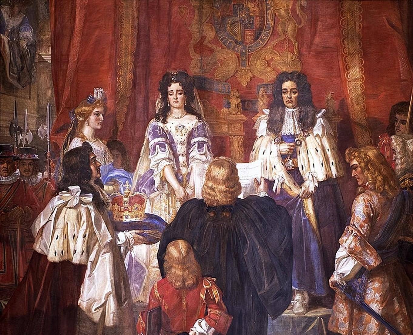 认识到威廉和玛丽都有继承王位的权利和幸福的婚姻,议会决定加冕他们