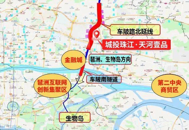 车陂路北延线示意图同时