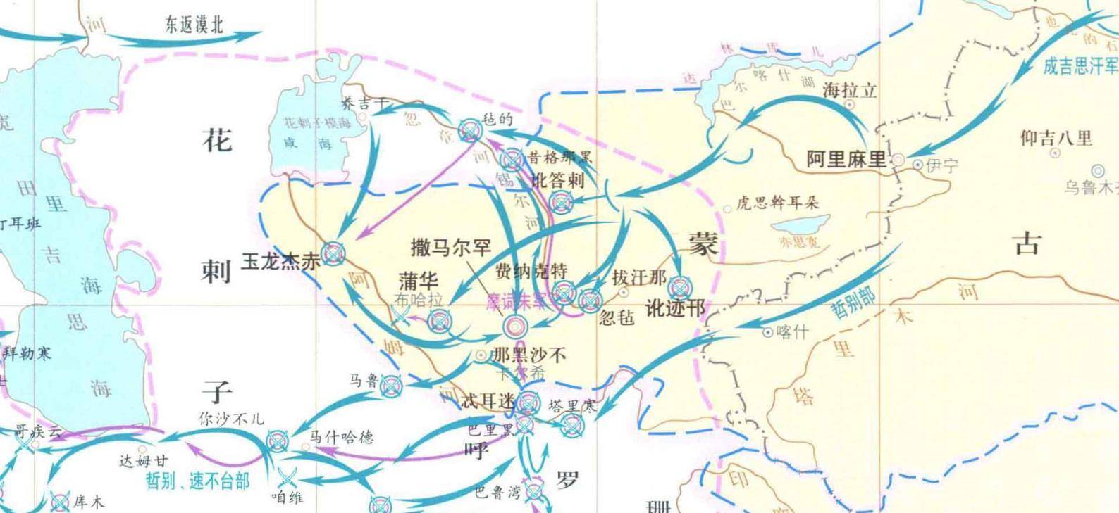 蒙古西征路线图片