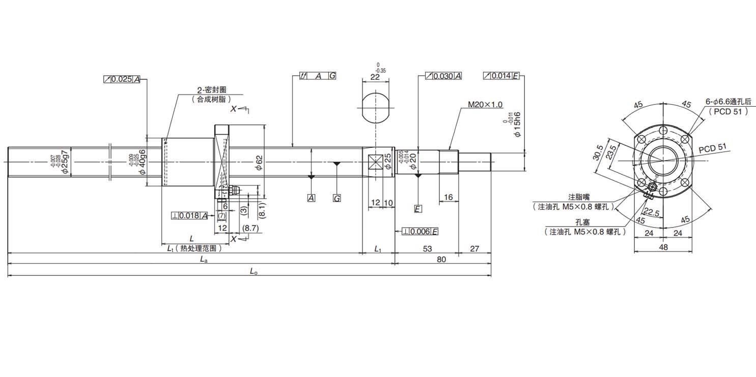 nsk 滚珠丝杠 小型fa系列 fss-nsk fss2520n1d1450 江苏勃曼工业控制
