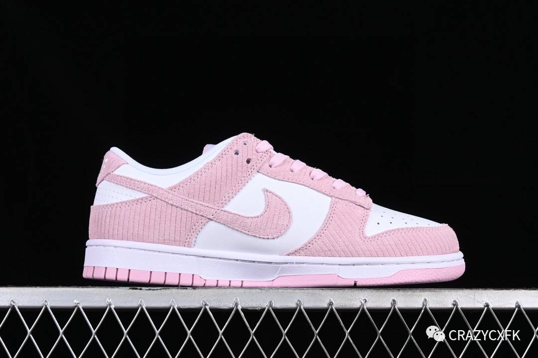 耐克nike dunk low pink corduroy 脏粉灯芯绒低帮运动鞋_粉色_白色