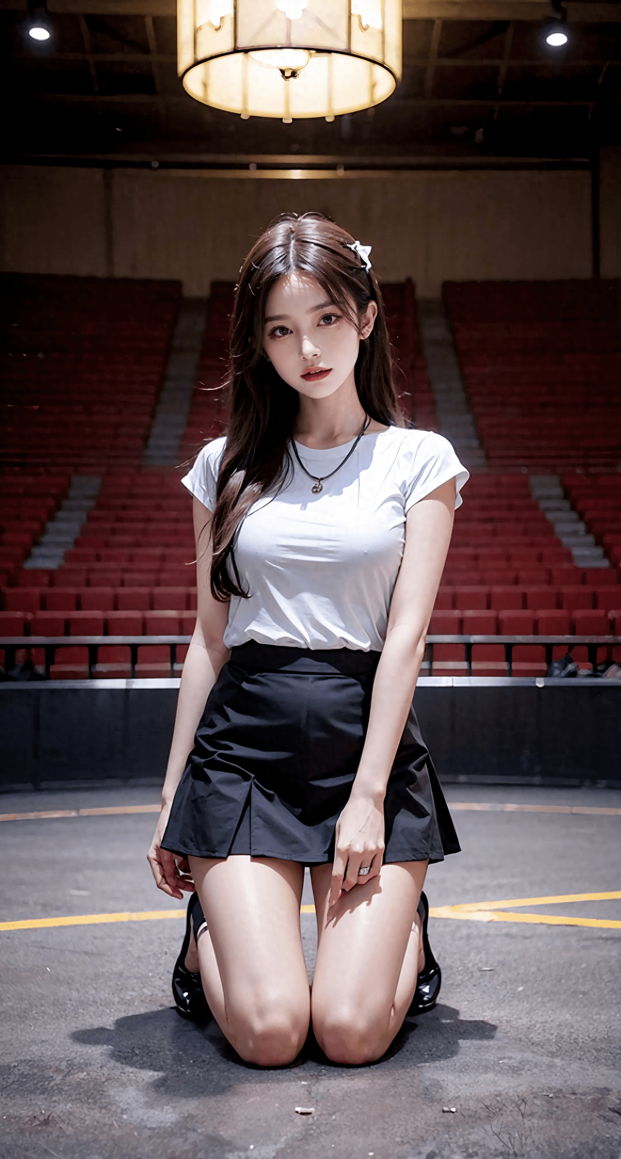 ai老撕鸡的独特视角青春跪地美少女,短裙白t的魅力展现!