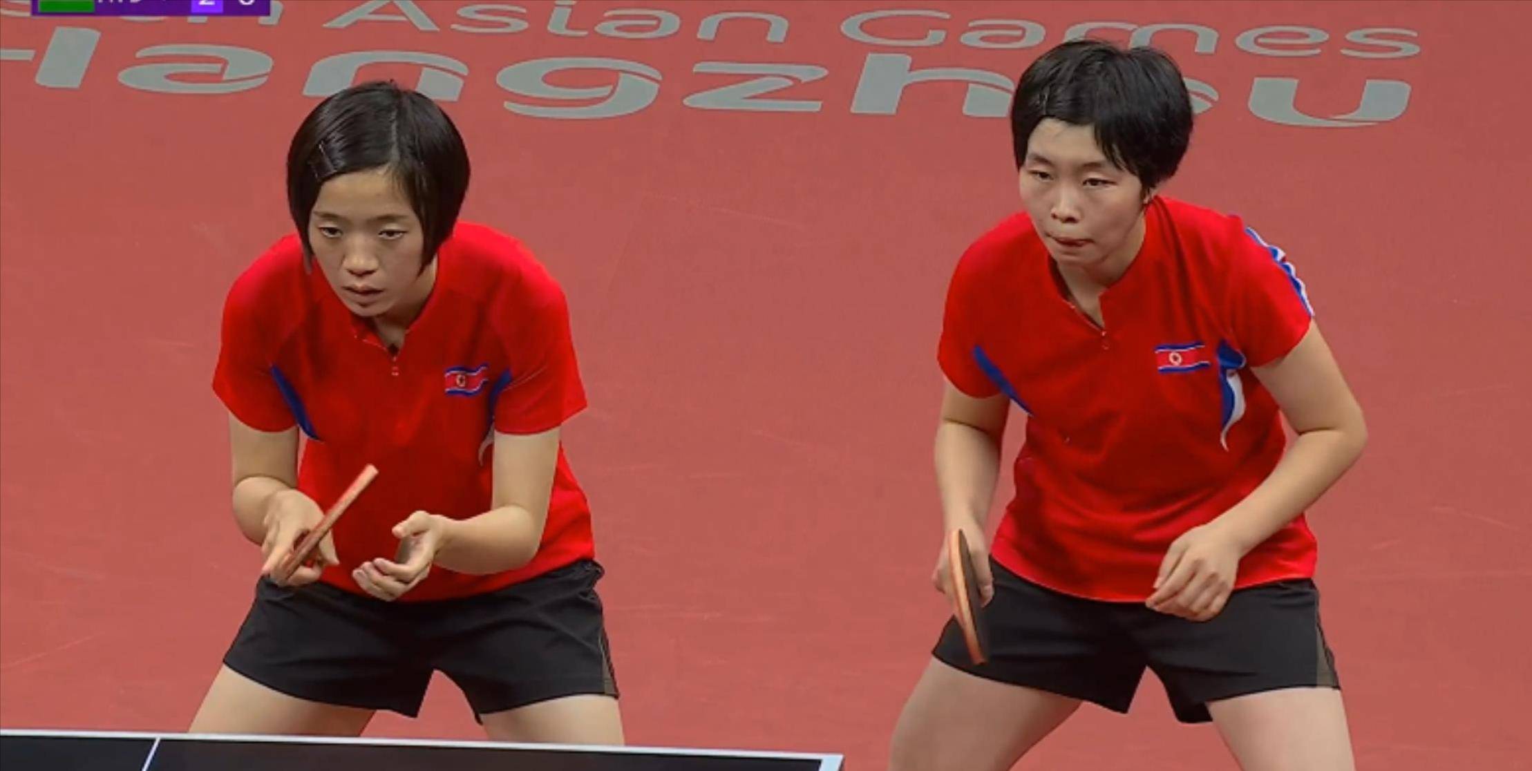 10月2号,杭州亚运会乒乓球女双半决赛,朝鲜队车秀英/朴秀京决胜局11-2