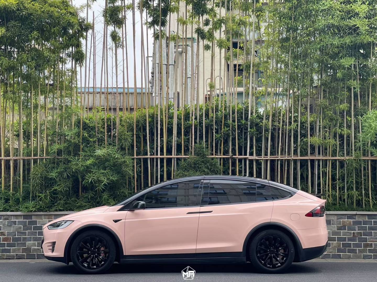 特斯拉modelx矩阵改色膜贝壳粉,在日落下显得更加梦幻_海滩_案例