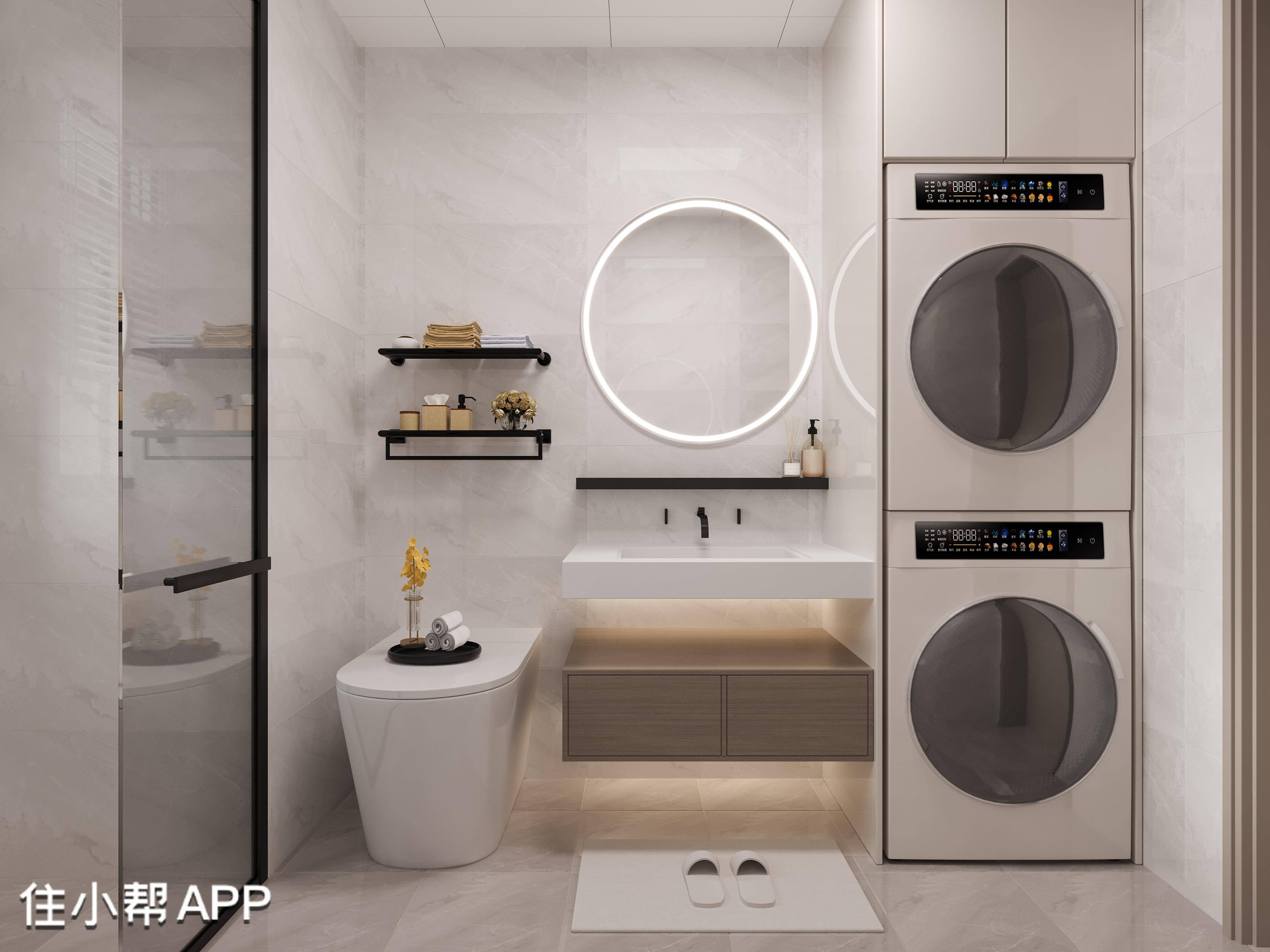 卫生间设计理念:次卧整体以原木色为主,整体为低饱和度,使卧室更具有