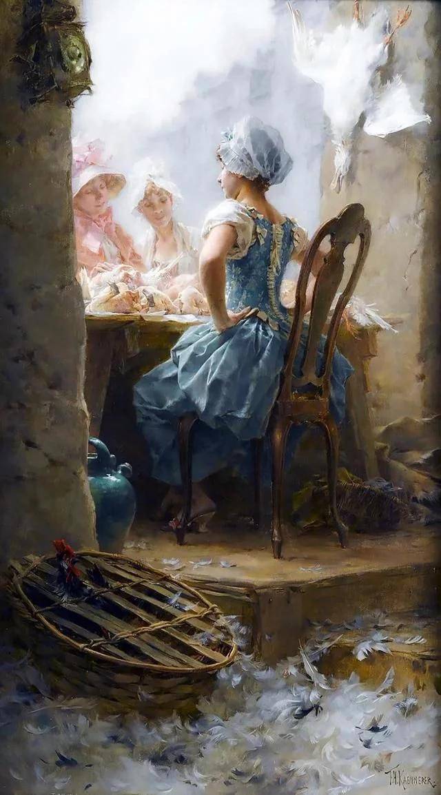 优雅,精致的时尚女性|荷兰浪漫印象派画家波蒂列耶的绘画作品_pieter