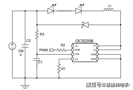 led降压恒流系列dc-dc芯片推荐:oc5020b 内置mos_电流_电压_电路
