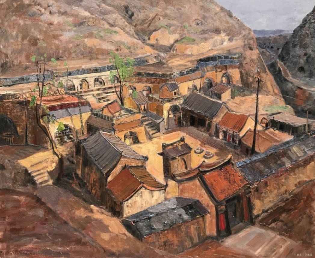 画家强丽亚画作,黄土高坡的味道,是游子的乡愁