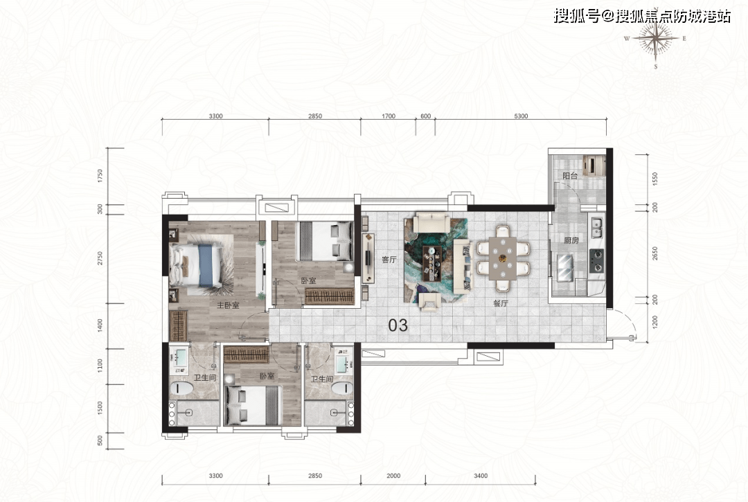 78㎡4開間朝南戶型設計,全明採光無暗房,客廳南北對流,陽光,清風穿堂