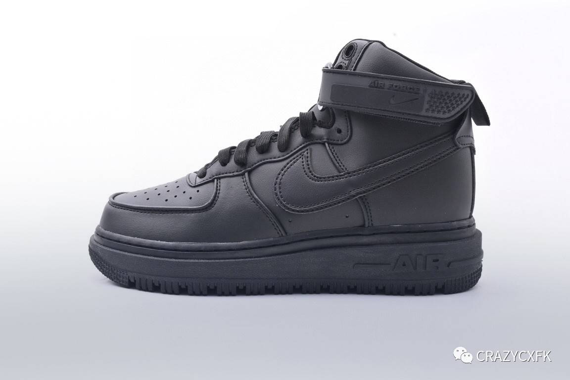 耐克 nike air force 1 high boot 机能全黑高帮黑武士空军一号运动鞋