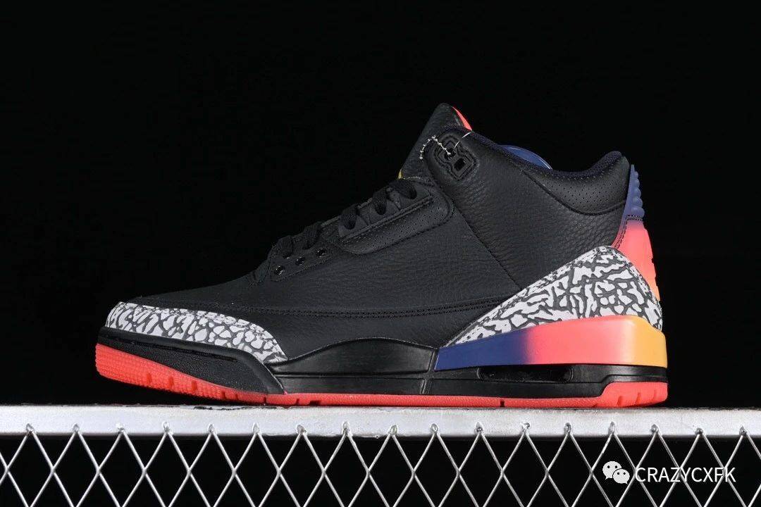 乔丹 j balvin x air jordan 3 retro rio aj3 黑彩虹渐变篮球鞋