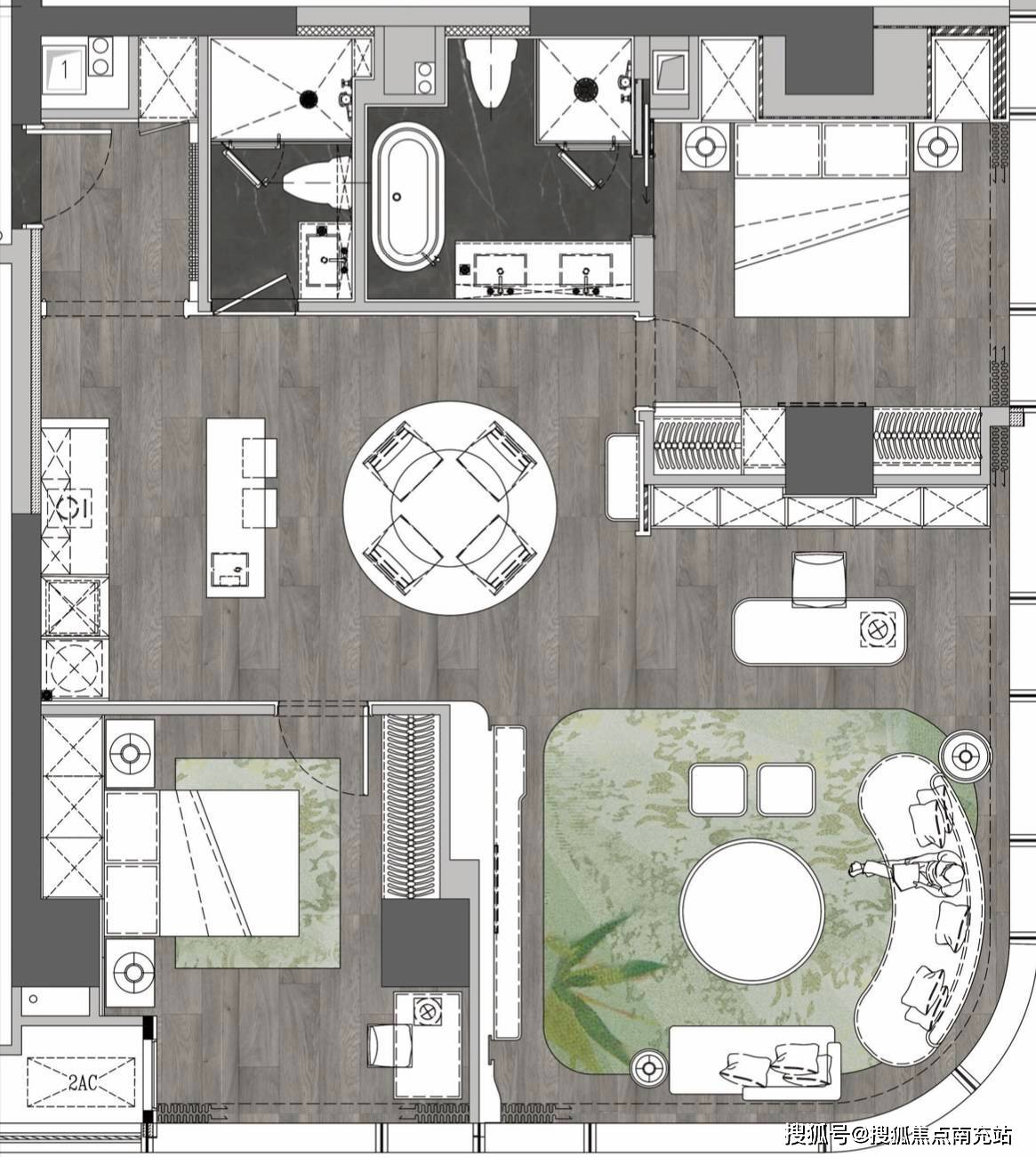 b户型融合了意式风格和vintage元素,同时又加入了波普艺术的轮廓,重构