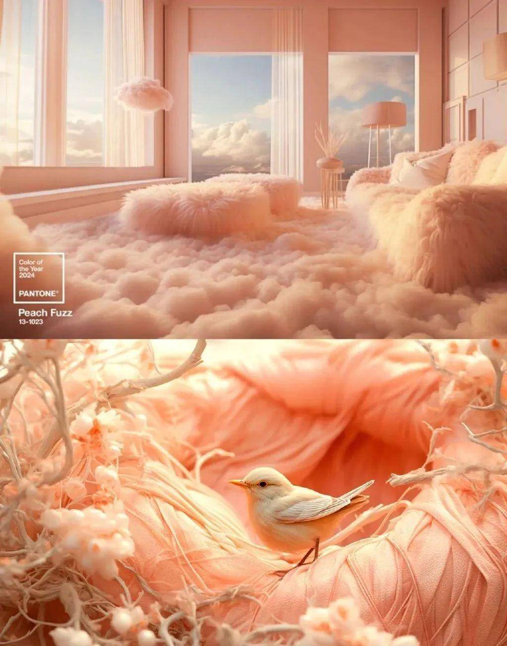 色彩如幼鸟羽毛般细腻轻盈,如蚕茧般浓密温暖,引发视觉感知带来的触觉