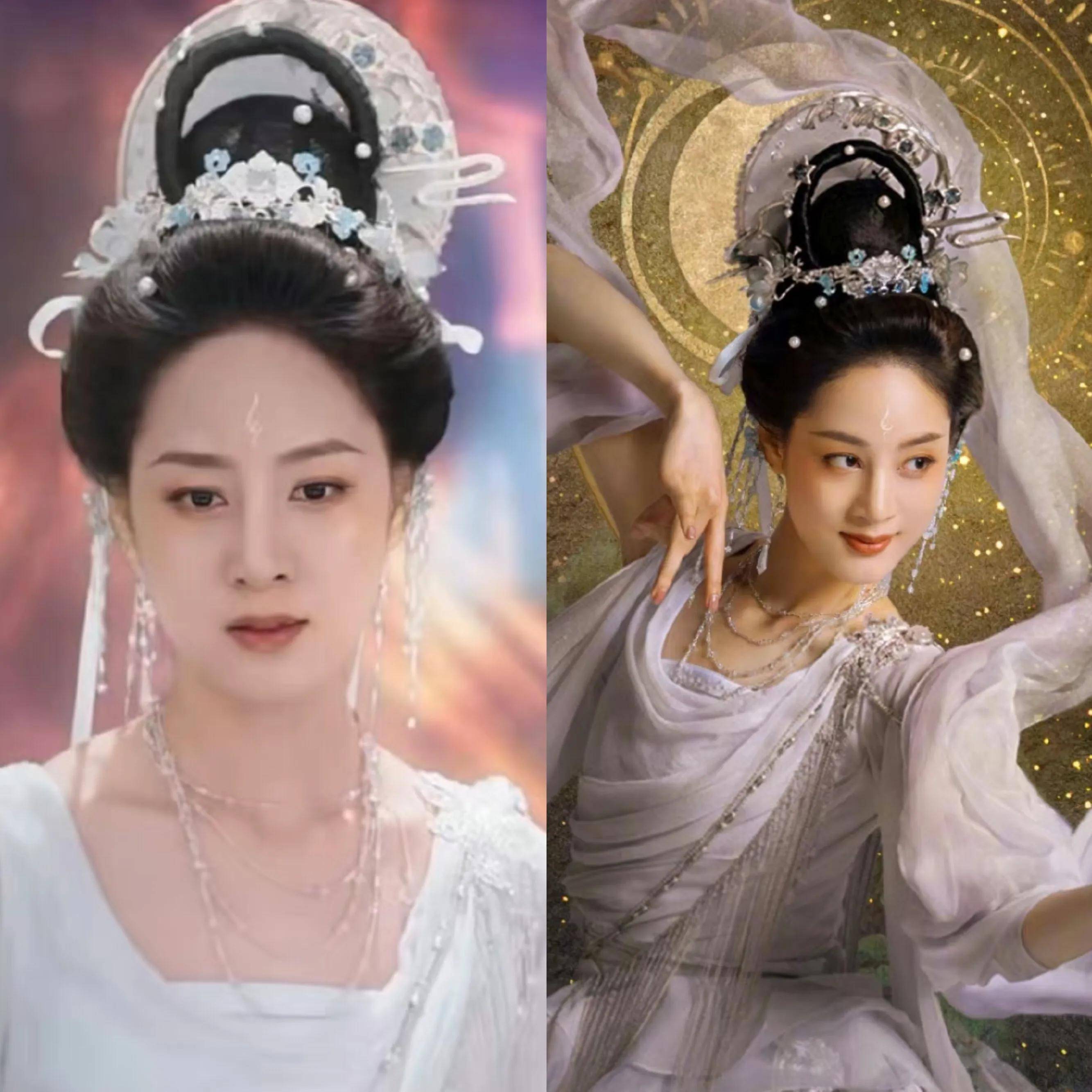 扮相上,造型师为赵圆瑗设计的是烟紫色的服装.