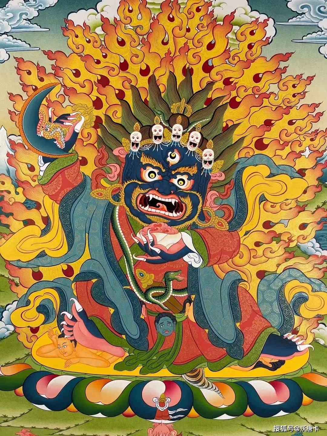 接下来请朋友们欣赏一组沃唐卡编号为155-146386的黑袍金刚护法唐卡