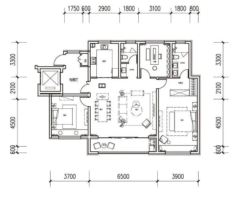 绿地·御山台洋房145平示意图以居所内的阳光宽度为准则,145平户型