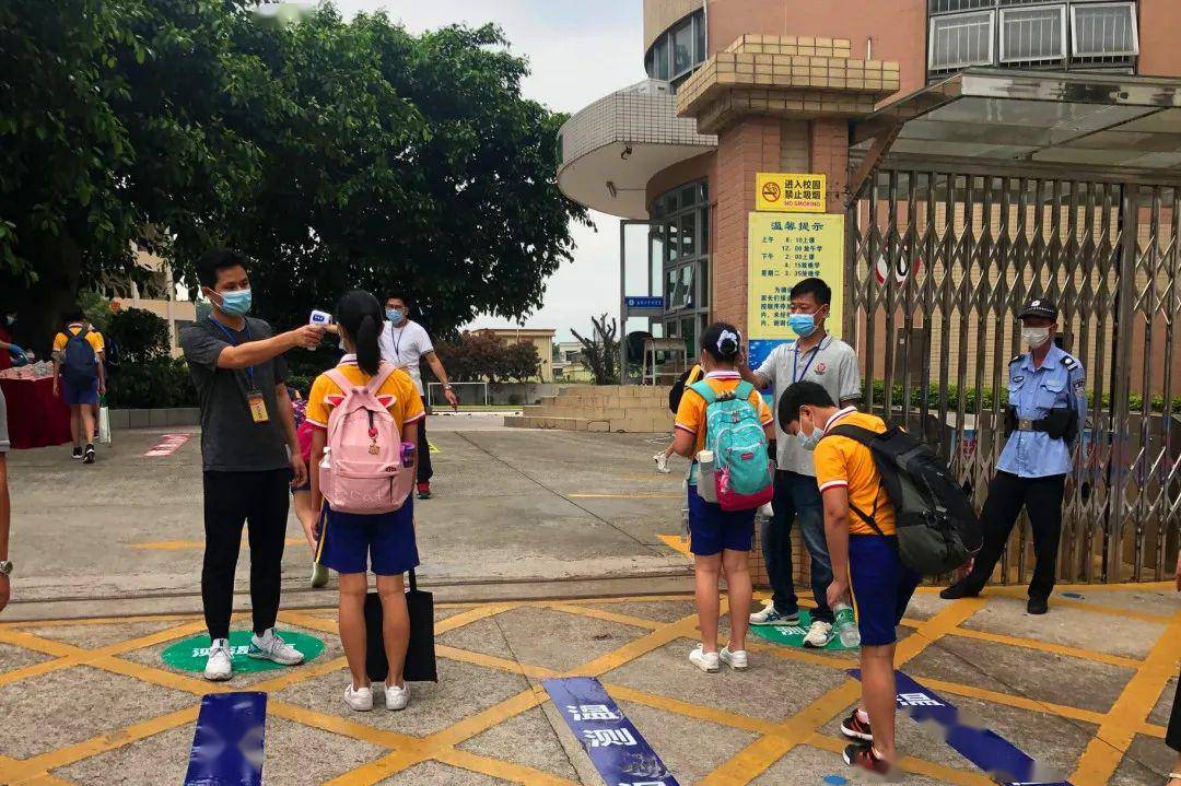 同學們回校報道南朗鎮各小學師生有序重返學校,校園裡處處湧動著生機