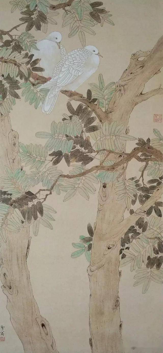 雪翁陈之佛花鸟作品欣赏