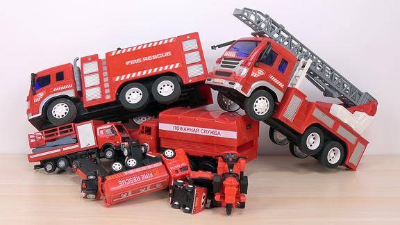 儿童玩具车视频大全各种消防车模型云梯消防车储水式消防车