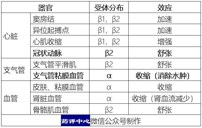 因为各种器官的α,β1,β2受体密度和比例不同,肾上腺素激动药的效应