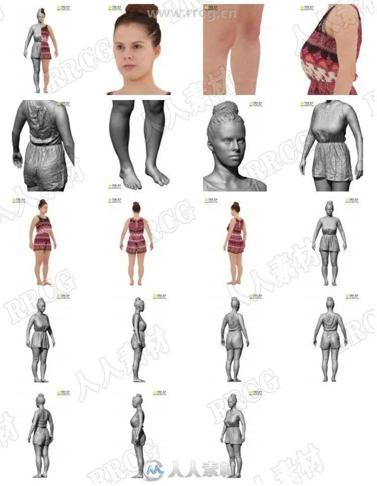 [独立角色] 全身扫描摄影测量女性身体参考3d模型合集