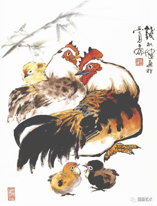 家鸡及雏鸡雉科,是常见的家禽,食昆虫,谷物,种子等.