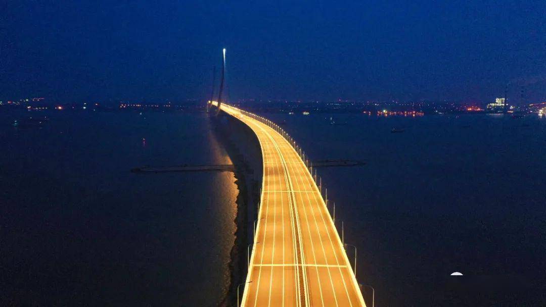 太美了沪通长江大桥亮了