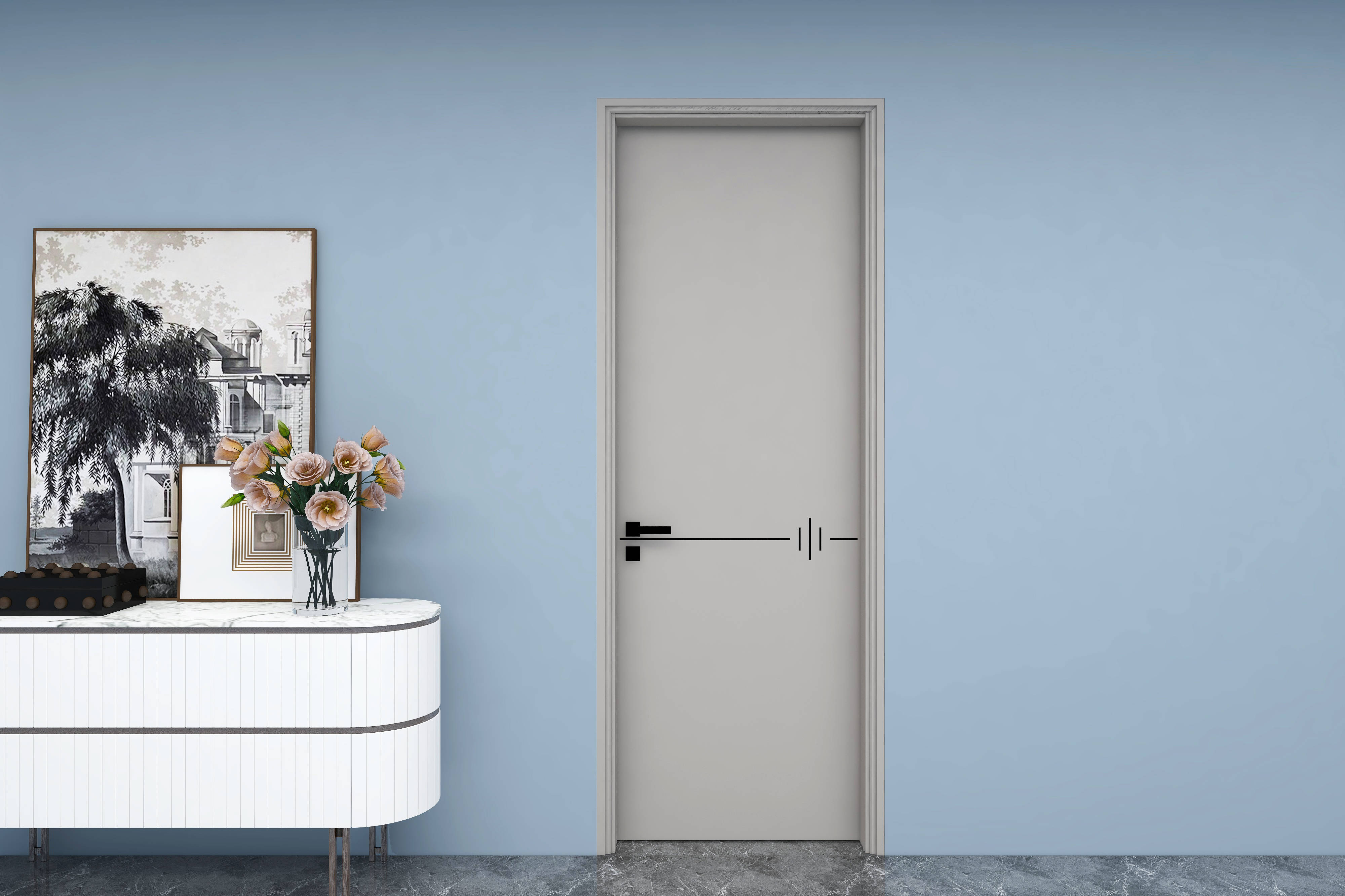 盈康木门肤感骑士灰,极简设计,颜值天花板~_骑士_木门_天花板