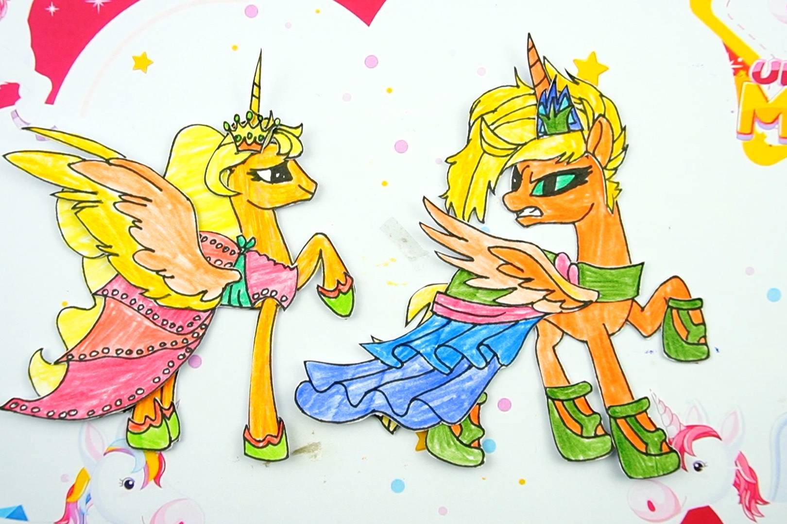 小马宝莉手工换装秀苹果嘉儿独角兽公主和梦魇装扮贴纸纸娃娃