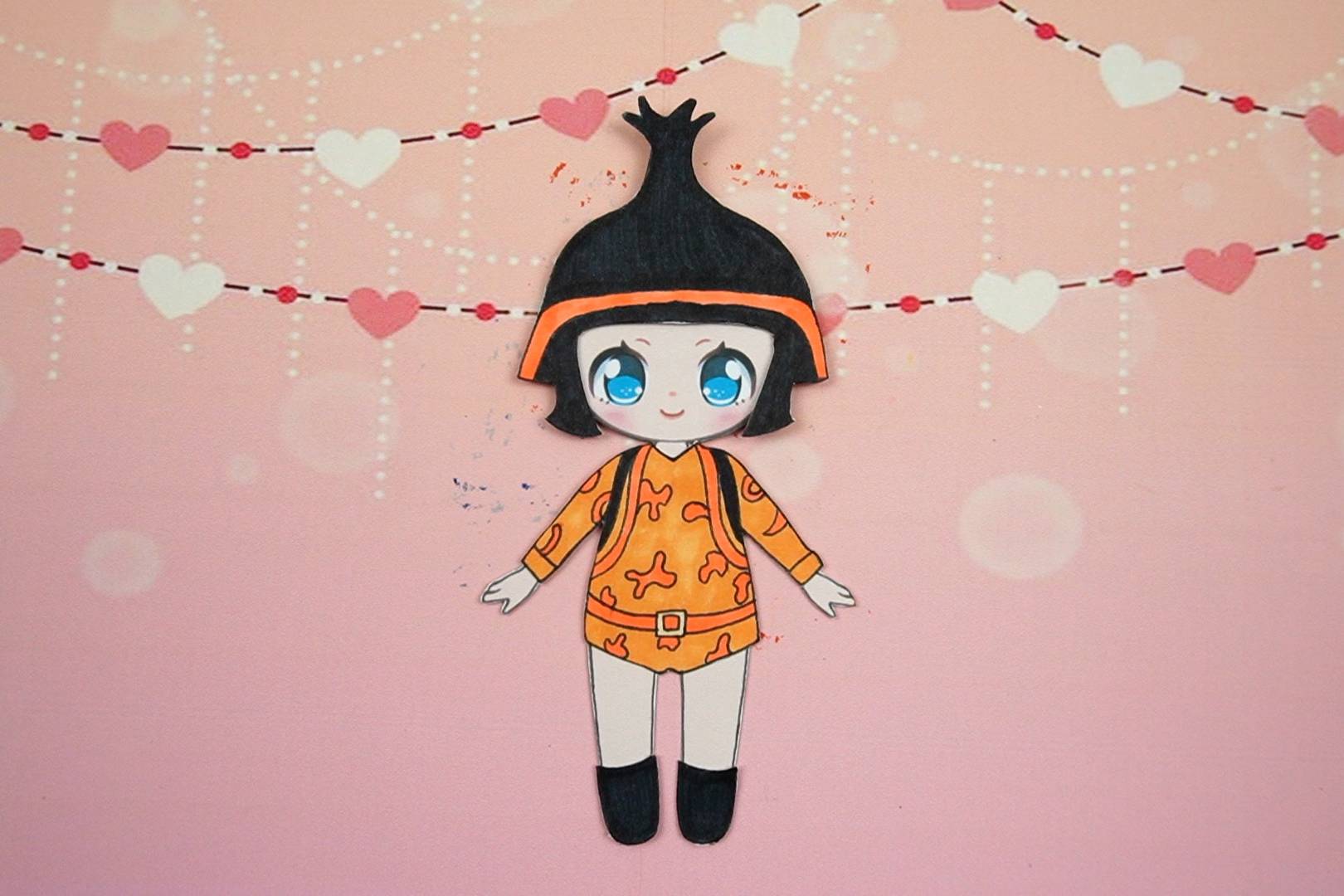 纸娃娃创意手工卡通女孩昆虫系列独角仙装扮