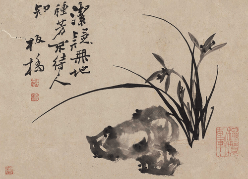 文革時代 字画 書画 絵巻 鄭板橋 花卉作品 北京文物指揮部作品封箱 郑板桥写修竹，秀劲潇洒，古今第一家！