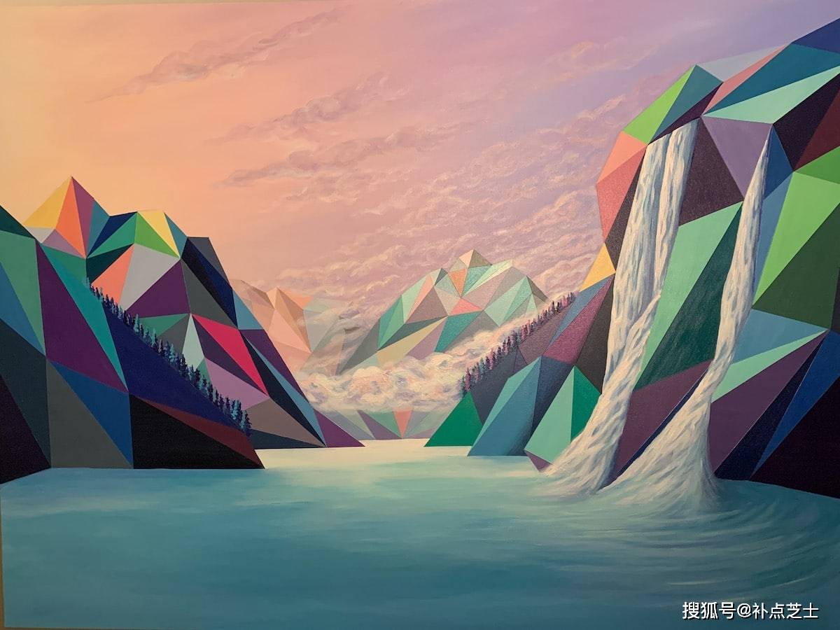 山峰化身成宝石晶体艺术家将宏伟的山景重构成缤纷的多边形绘画
