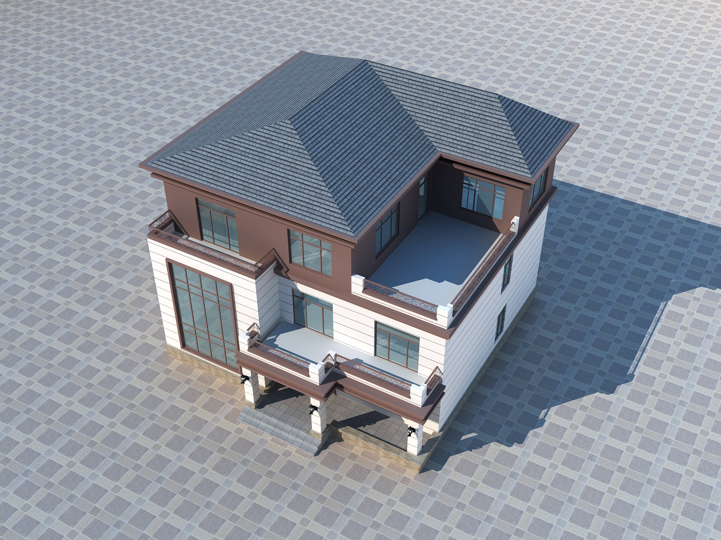 13x13米农村二层半现代简约别墅塑造简洁明了的高级感