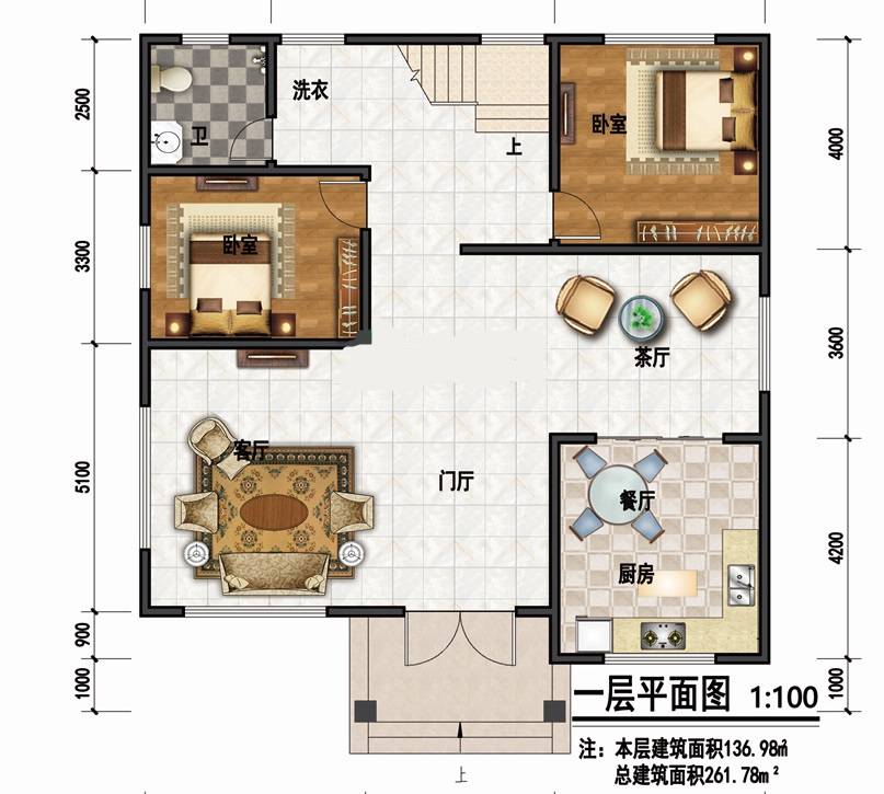 原創農村自建房設計圖,261㎡經典二層別墅自建房