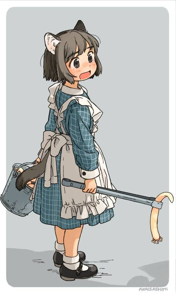 超可爱的猫耳女仆手绘插画!新手也能学会的平涂!