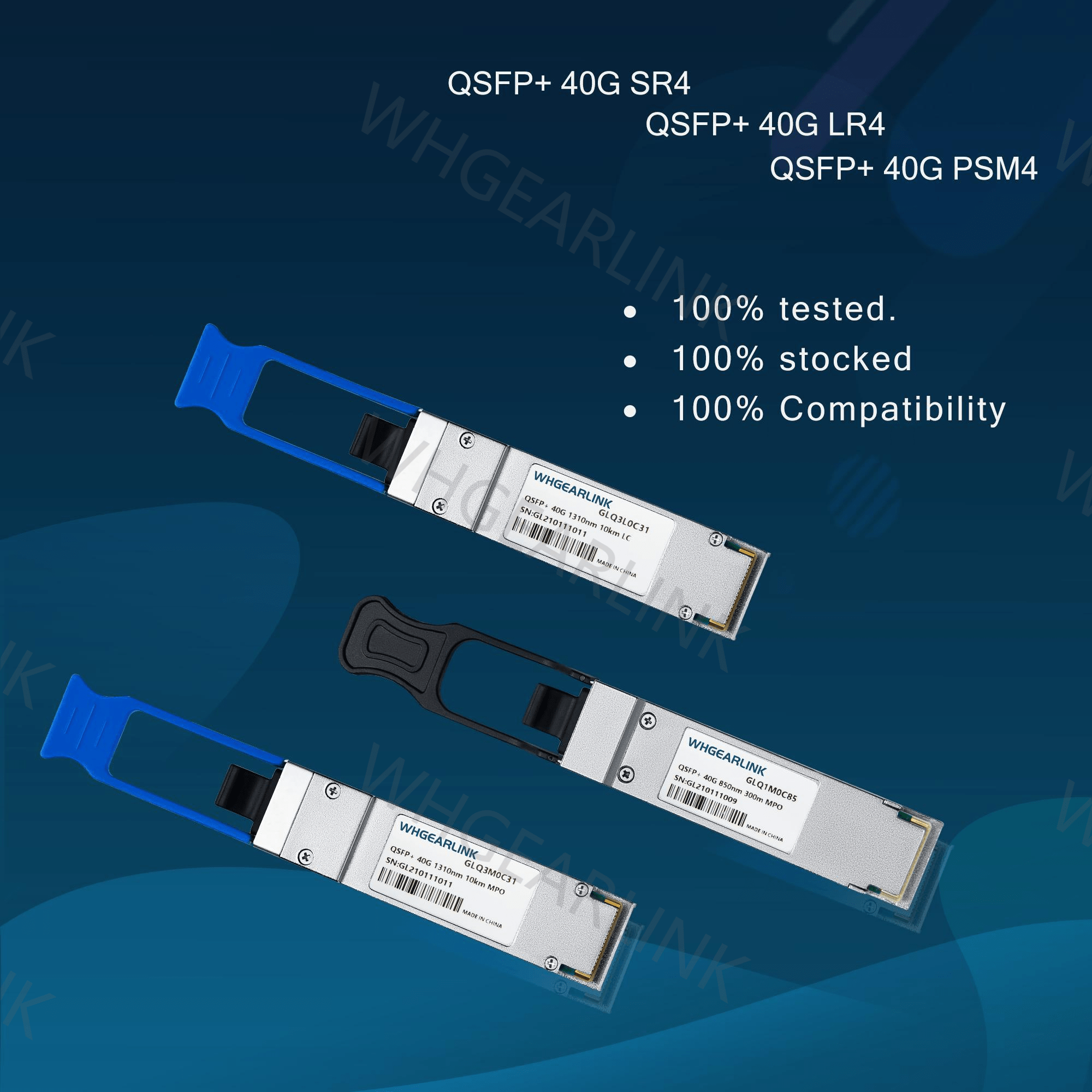 qsfp 40g psm4光模塊常與mpo/mtp接頭使用,工作原理和sr4一樣,不同的