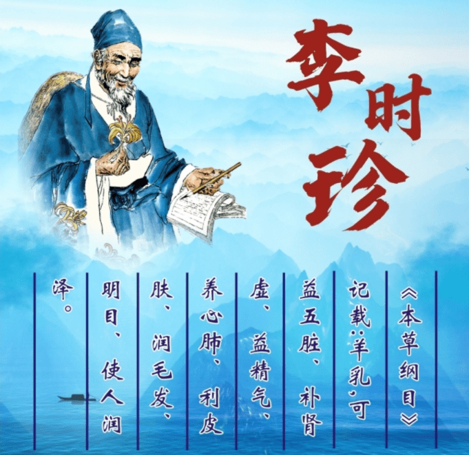 我国伟大的医药学家李时珍在《本草纲目》中论述,"羊乳性甘温,能补