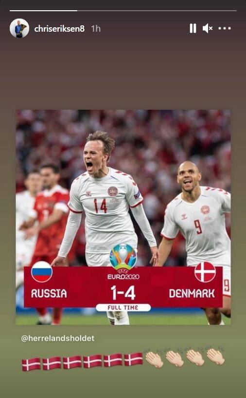 埃里克森祝贺丹麦奇迹晋级 连发6个国旗+4个鼓掌_俄罗斯