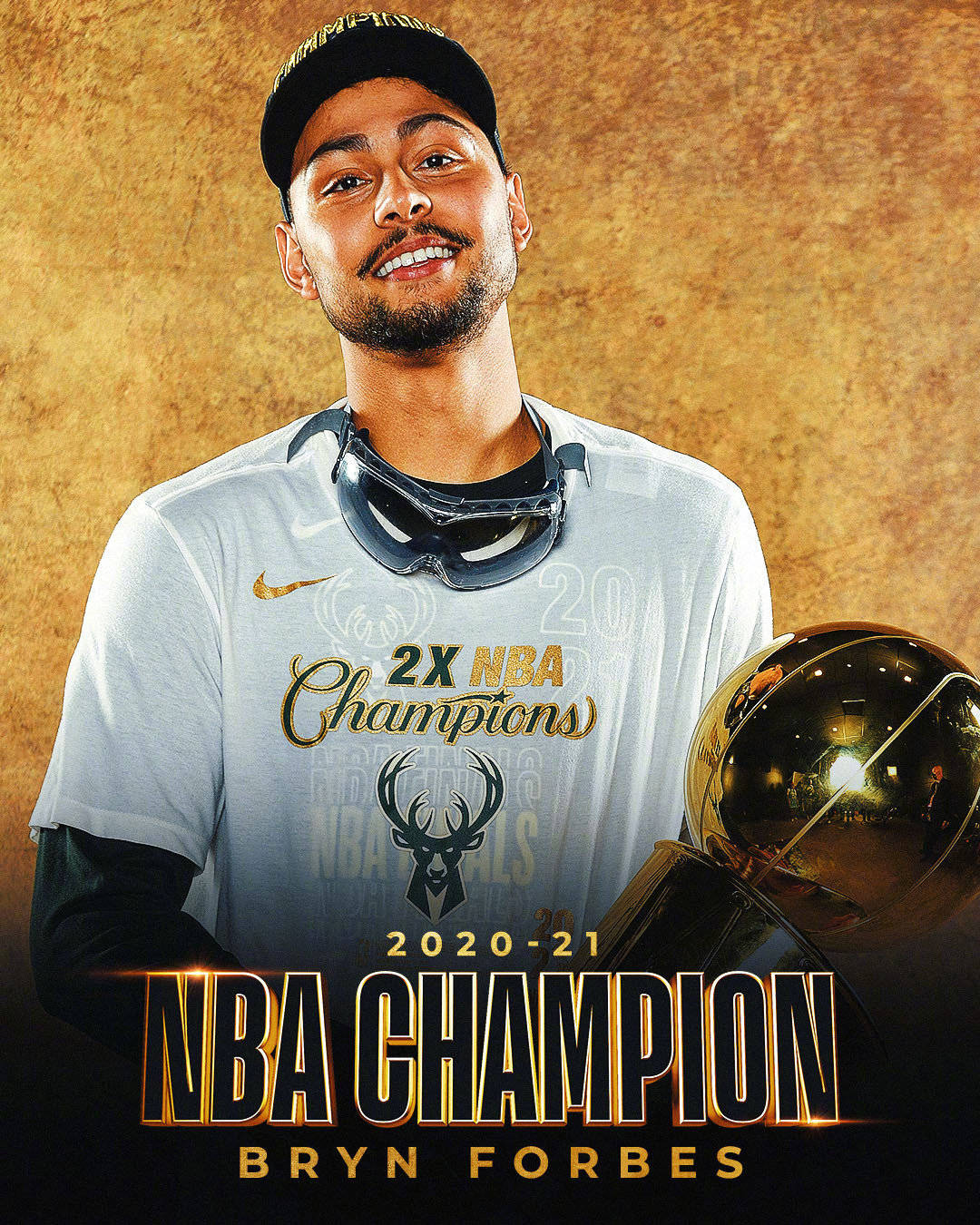 组图雄鹿总冠军定妆照出炉字母哥手捧两座奖杯