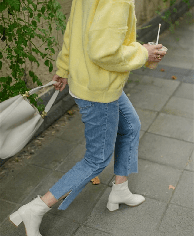 尖头|这双裸靴，配九分裤，遮肉显高还利落高级