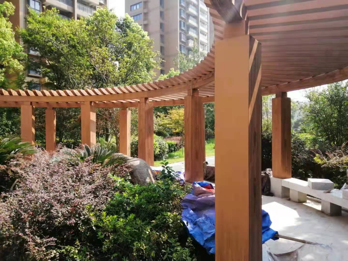 杭州小区长廊仿木纹漆施工效果图