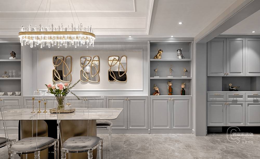 保利观塘香颂240平米叠拼别墅现代美式轻奢风格装修设计案例作品