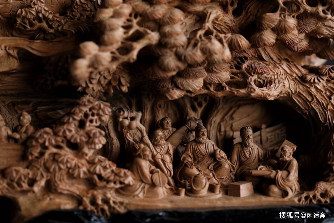 仙游木雕老山檀香香山九老图摆件