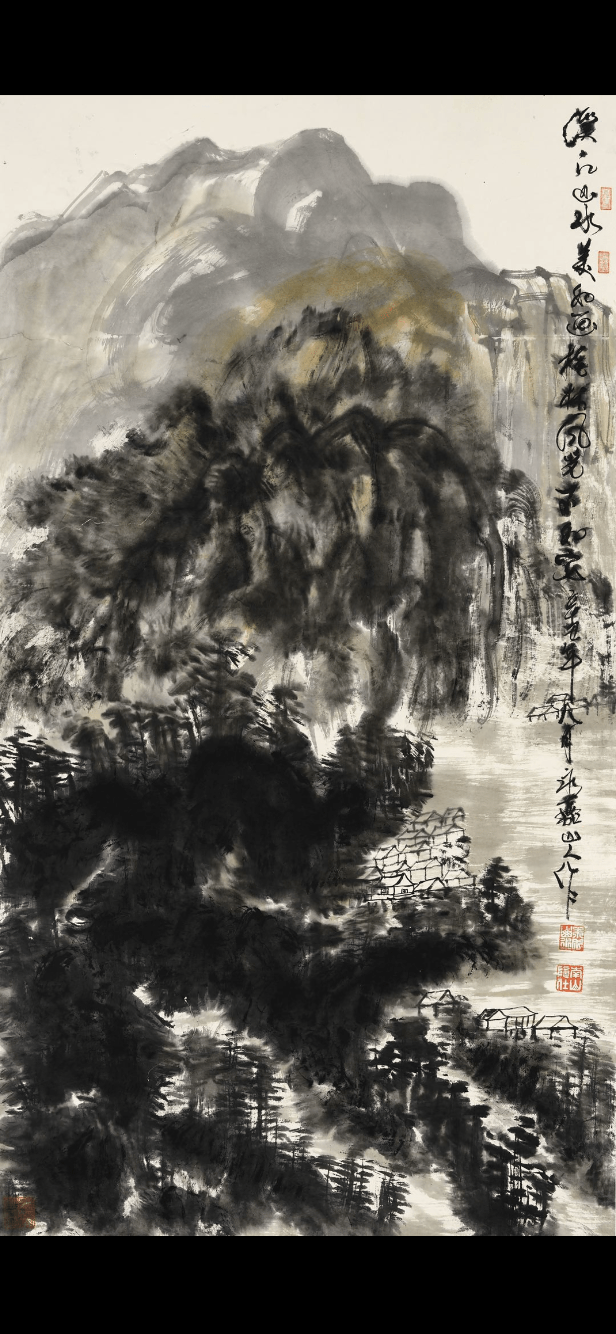 国画家画鹰大家指墨画艺术大师朱祖国匠心山水画水墨国师手