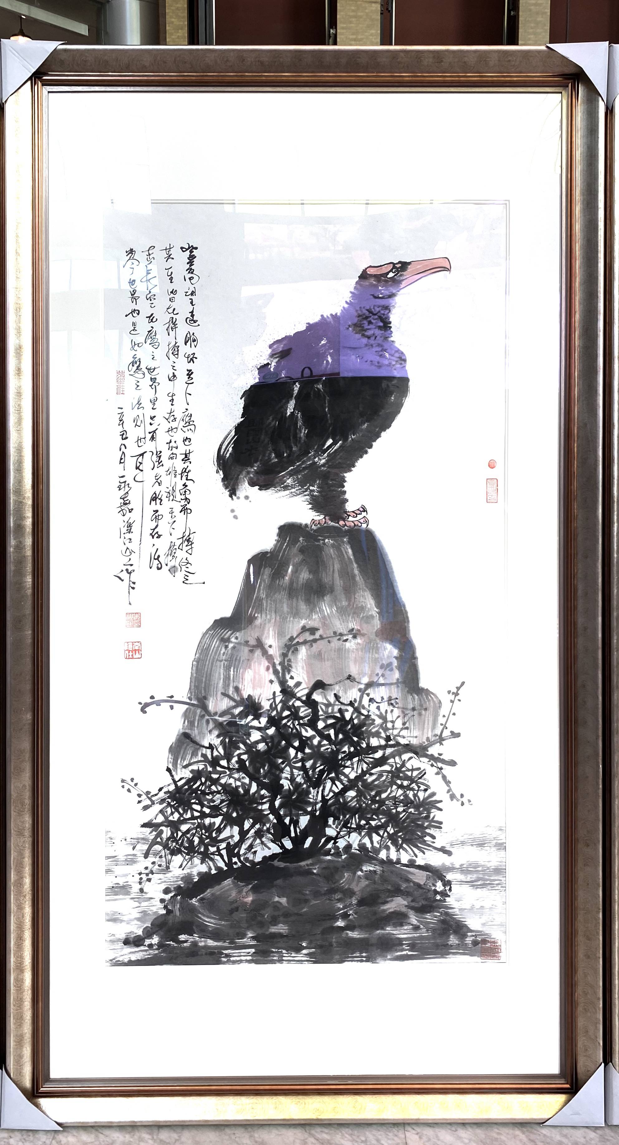 国画家画鹰大家指墨画艺术大师朱祖国与他那些大气磅礴绘画作品