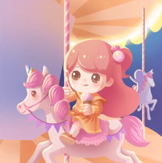 画师戳戳教你画旋转木马小女孩