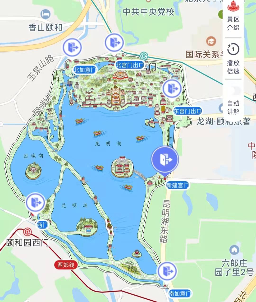 颐和园旅游路线示意图图片