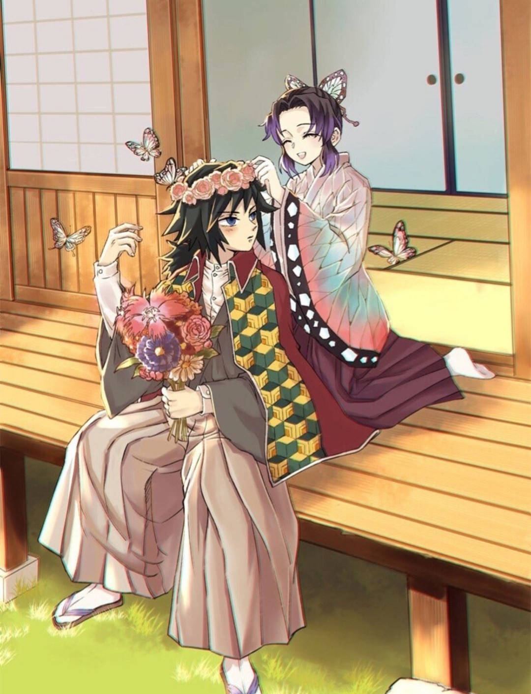 原创画师帮漫迷圆梦绘制出鬼灭cp的婚后生活蛇恋儿女双全太幸福