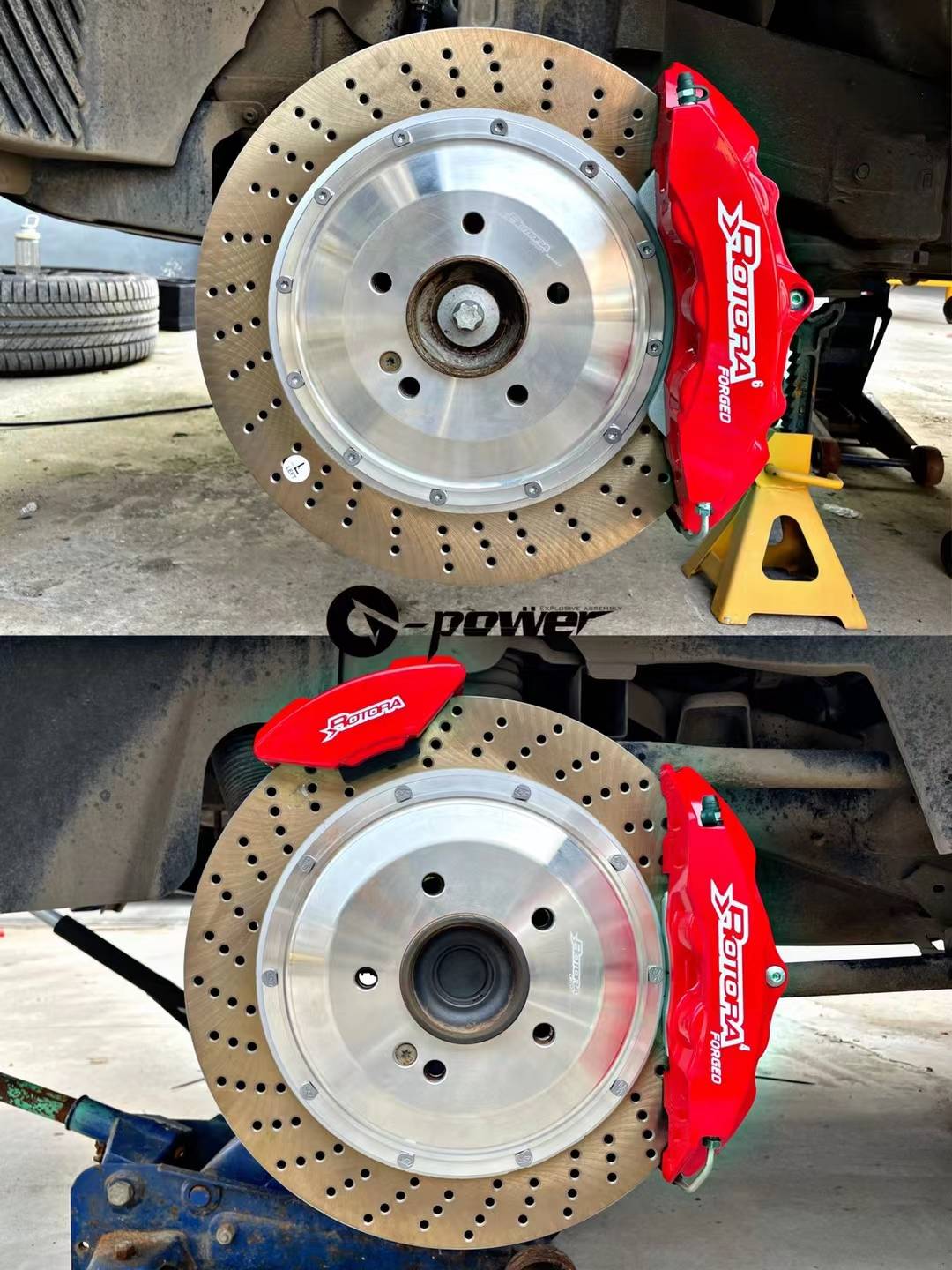 奔驰g350w4632改装rotora前6后4双卡钳刹车