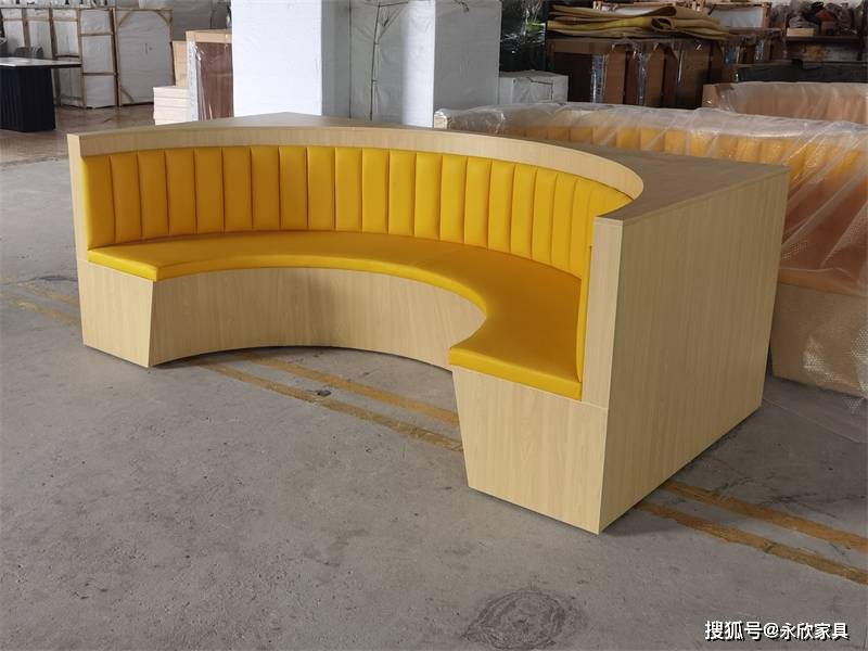 时尚板式易打理餐馆饭店圆弧形卡座沙发